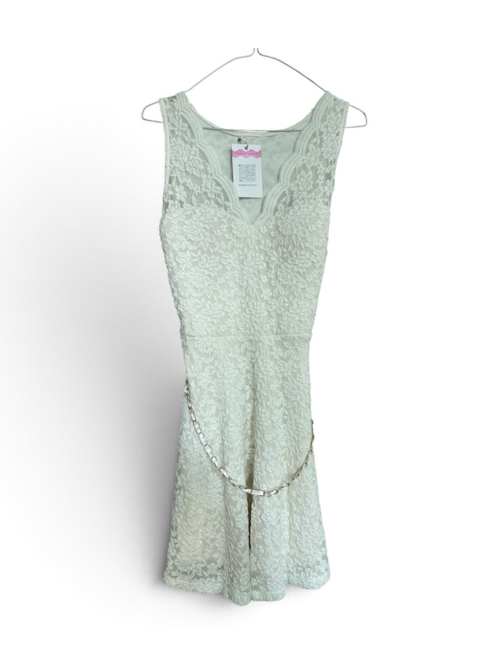 White Sleeveless Lace Mini Dress